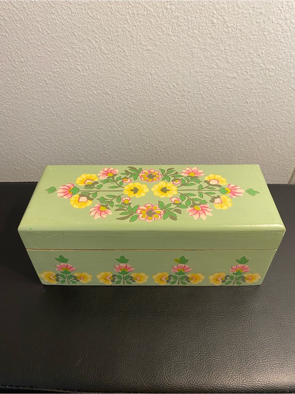 Vintage Floral Handmade Painted Wooden Tea Bag Box